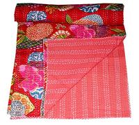 Indien Reine Couette Imprimé Fruits Rouge Decor x Parure de lit avec housse de parure de lit housse de couette Couvre-lit Vintage Textile coton indien Chambre beddiing fait main par Online Big Bazar
