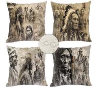 indiens Housse de Coussin Exterieur Impermeable Lin 4 Pièces, Double Face Coussin Canape 40x40 cm, Religion Housse Coussin 40x40 pour Salon Jardin Balcon Maison Decoration Chambre, Cadeau Femme