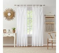 Indigo Ink Rideau Transparent avec Attaches à Nouer pour fenêtre, Essentiel des Chambres étudiantes, décoration d'intérieur Inspiration bohème (Blanc Mia, 177,8 x 241,3 cm)