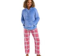 Indigo Sky Lizzie Ensemble de Pyjama en Polaire Confortable pour Femme - Vêtement d'intérieur Doux avec Pantalon en Coton brossé imprimé et Haut en Polaire à Manches Longues, Bleu, 48-50