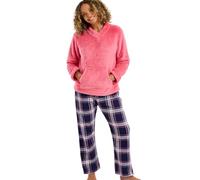 Indigo Sky Lizzie Ensemble de Pyjama en Polaire Confortable pour Femme - Vêtement d'intérieur Doux avec Pantalon en Coton brossé imprimé et Haut en Polaire à Manches Longues, Rose, 36-38