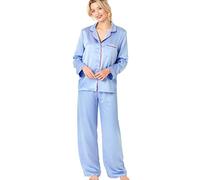 Indigo Sky Womens Astara Full Length Satin Pyjama with Contrast Piping Ensemble de Pijama