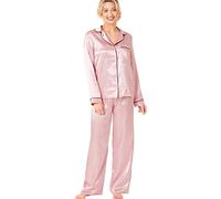 Indigo Sky Womens Astara Full Length Satin Pyjama with Contrast Piping Ensemble de Pijama