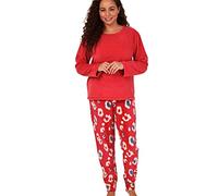 Indigo Sky Women's Gemma Cosy Fleece Cuffed Pyjama Ensemble de Pijama, Kira Animal Spice Red, 38-40 Femme