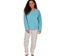 Indigo Sky Women's Gemma Cosy Fleece Cuffed Pyjama Ensemble de Pijama, Turquoise Splat Spot, 10-12 Femme
