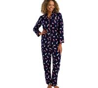 Indigo Sky Women's Luella 100% Brushed Cotton Wincyette Pyjama Ensemble de Pijama, Chien Bleu Marine, 40-42 Femme