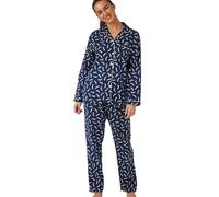 Indigo Sky Women's Luella 100% Brushed Cotton Wincyette Pyjama Ensemble de Pijama, Motif Chien Bleu Marine, 16-18 Femme