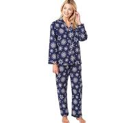 Indigo Sky Women's Luella 100% Brushed Cotton Wincyette Pyjama Ensemble de Pijama, Navy Blue Snowflake, 46-48 Femme