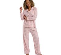 Indigo Sky Womens Tia Soft Fleece Revere Collar Button Front Pyjama Set Ensemble de Pijama, Rose, 48-50 Femme