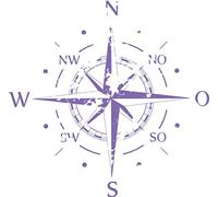 INDIGOS Sticker mural - Boussole - Points cardinaux - Rose des vents - Marine - 96 x 96 cm - Lavande - Décoration - Pour salon, chambre d'enfant, bureau, école, entreprise