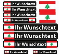 INDIGOS UG® - 13 Autocollants de Drapeau - Liban - Drapeau Lisse - Autocollants avec nom et Texte de Votre Choix - personnalisé - vélo - Voiture - Moto