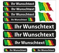 INDIGOS UG® - 13 Autocollants de Drapeau - Mali - Drapeau Lisse - Autocollants avec nom et Texte de Votre Choix - personnalisé - vélo - Voiture - Moto