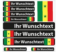 INDIGOS UG® - 13 Autocollants de Drapeau - Sénégal - Drapeau Lisse - Autocollants avec nom et Texte de Votre Choix - personnalisé - vélo - Voiture - Moto