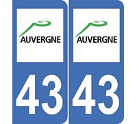 INDIGOS UG - 2 Autocollants pour plaques d'immatriculation - 43 Haute-Loire Auvergne Plaque immatriculation département Auto 43 100x45 mm