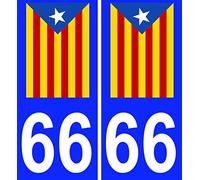 INDIGOS UG - 2 Autocollants pour plaques d'immatriculation - 66 estelada blava Autocollant Plaque 100x45 mm