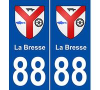 INDIGOS UG - 2 Autocollants pour plaques d'immatriculation - 88 La Bresse Blason Stickers Ville 100x45 mm