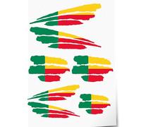 Indigos UG Autocollant Bénin - 7 autocollants pour voiture - Drapeau avec 3 bandes - Drapeaux autocollants pour vitre arrière, modélisme, sport, moto, voiture, tuning, fenêtre, coffre