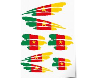 Indigos UG Autocollant Cameroun - 7 autocollants pour voiture - Drapeau avec 3 bandes - Drapeaux autocollants pour vitre arrière, modélisme, sport, moto, voiture, tuning, fenêtre, coffre