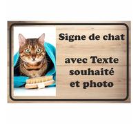 INDIGOS UG - Autocollant - Chat - avec texte et photo personnalisés - Citation - Idée cadeau de décoration design individuelle - Créez votre propre panneau pour chat
