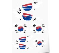 Indigos UG Autocollant Corée du Sud - 7 autocollants pour voiture - Drapeau avec 3 bandes - Drapeaux autocollants pour vitre arrière, modélisme, sport, moto, voiture, tuning, fenêtre, coffre