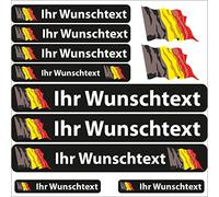 INDIGOS UG® Autocollant de nom - Drapeau Flottant - Belgique - 13 Autocollants pour Drapeau - avec nom & Texte souhaité - Vélo, Voiture, Moto, personnalisé