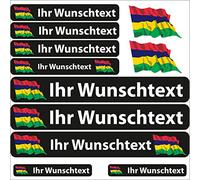 INDIGOS UG® Autocollant de nom - Drapeau Flottant - Maurice - 13 Autocollants pour Drapeau - avec nom & Texte souhaité - Vélo, Voiture, Moto, personnalisé