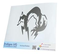 INDIGOS UG Autocollant de Voiture - JDM - Die Cut - Auto - OEM - Fox Hound - 110X110 mm Argent - Fenêtre arrière - Autocollant de Lunette arrière Réglage - Sticker