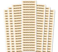 INDIGOS UG® Autocollant nom Sticker- 51x7 mm - 140 pièces pour enfants, école et maternelle - stylos, étuis à crayons, règles - fond sable