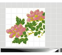 INDIGOS UG Autocollant pour carrelage de salle de bain & cuisine - CUISINE carrelage MD009 - Belle Fleur, 10x20cm(BxH), 110x110cm