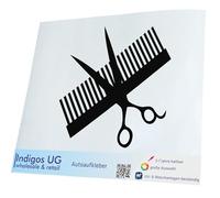 INDIGOS UG Autocollant pour voiture - JDM - Die Cut - 200 x 200 mm - Peigne & ciseaux - Noir - Lunette arrière - Sticker - Tuning