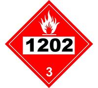 INDIGOS UG - Autocollant - Sécurité - Avertissement - UN # 1202 Liquide inflammable classe 3 Placard 273.05 mm x 273.05 mm - Bureau - Entreprise - École