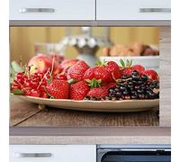 INDIGOS UG Crédence de cuisine - Fraises - 80 x 50 cm - En verre véritable ESG imprimé - Avec image - Motif - Plaque arrière - Plaque en verre - Protection anti-éclaboussures - Cuisinière - Four