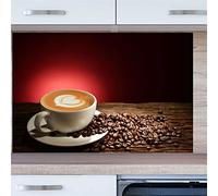 INDIGOS UG Crédence de cuisine - Tasse à café avec cœur - 80 x 40 cm - Verre véritable ESG imprimé - Avec image - Motif - Cuisine - Paroi arrière - Plaque en verre - Protection anti-éclaboussures