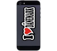 INDIGOS UG I Love Heart Stickers Autocollants en vinyle pour téléphone portable 70 mm I Love DÄNEMARK