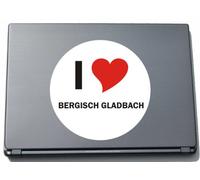 INDIGOS UG I Love Stickers Autocollant Laptopaufkleber Laptopskin 210 mm mit Stadtname Bergisch Gladbach