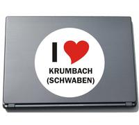 INDIGOS UG I Love Stickers Autocollant Laptopaufkleber Laptopskin 210 mm mit Stadtname Krumbach ((Schwaben)