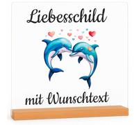 INDIGOS UG - Lampe LED 3D - Créez vous-même des panneaux dauphins - Je t'aime Cadeaux pour les femmes et les hommes - Pour anniversaire de mariage, Saint-Valentin, anniversaire - 15 x 15 cm - Lampe en