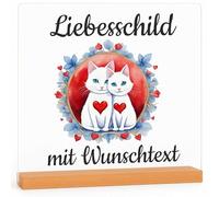 INDIGOS UG - Lampe LED 3D - Créez vous-même des panneaux de chats - Je t'aime Cadeaux pour les femmes et les hommes - Pour anniversaire de mariage, Saint-Valentin, anniversaire - 15 x 15 cm - Lampe en