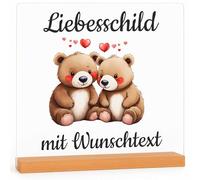 INDIGOS UG - Lampe LED 3D - Créez vous-même des panneaux d'ours - Je t'aime Cadeaux pour les femmes et les hommes - Pour anniversaire de mariage, Saint-Valentin, anniversaire - 15 x 15 cm - Lampe en