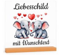 INDIGOS UG - Lampe LED 3D - Créez vous-même des panneaux éléphant - Je t'aime Cadeaux pour les femmes et les hommes - Pour anniversaire de mariage, Saint-Valentin, anniversaire - 15 x 15 cm - Lampe en