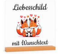 INDIGOS UG - Lampe LED 3D - Personnaliser soi-même des panneaux renard - Je t'aime Cadeaux pour les femmes et les hommes - Pour anniversaire de mariage, Saint-Valentin, anniversaire - 15 x 15 cm