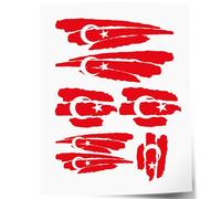 INDIGOS UG Lot d'autocollants pour voiture - Turquie - 7 autocollants - Drapeau avec 3 bandes - Tuning - Lunette arrière - Modélisme - Sport, DE-1441