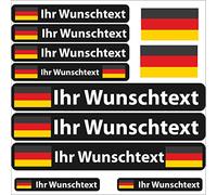 INDIGOS UG® Lot de 13 Autocollants pour nom - Drapeau Lisse - Allemagne - 13 Autocollants pour Drapeau - avec nom & Texte souhaité - Vélo, Voiture, Moto, personnalisé