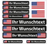 INDIGOS UG® Lot de 13 Autocollants pour nom - Drapeau Lisse - Etats-Unis - 13 Autocollants pour Drapeau - avec nom & Texte souhaité - Vélo, Voiture, Moto, personnalisé