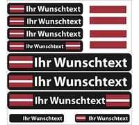 INDIGOS UG® Lot de 13 Autocollants pour nom - Drapeau Lisse - Lettonie - 13 Autocollants pour Drapeau - avec nom & Texte souhaité - Vélo, Voiture, Moto, personnalisé
