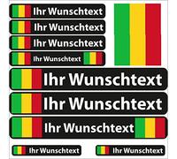 INDIGOS UG® Lot de 13 Autocollants pour nom - Drapeau Lisse - Mali - 13 Autocollants pour Drapeau - avec nom & Texte souhaité - Vélo, Voiture, Moto, personnalisé