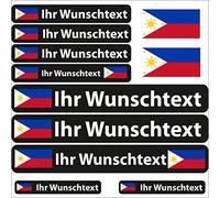 INDIGOS UG® Lot de 13 Autocollants pour nom - Drapeau Lisse - Philippines - 13 Autocollants pour Drapeau - avec nom & Texte souhaité - Vélo, Voiture, Moto, personnalisé