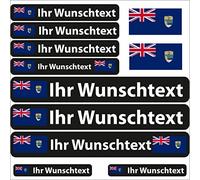 INDIGOS UG® Lot de 13 Autocollants pour nom - Drapeau Lisse - Sainte-Hélène - 13 Autocollants pour Drapeau - avec nom & Texte souhaité - Vélo, Voiture, Moto, personnalisé