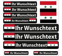 INDIGOS UG® Lot de 13 Autocollants pour nom - Drapeau Lisse - Syrie - 13 Autocollants pour Drapeau - avec nom & Texte souhaité - Vélo, Voiture, Moto, personnalisé