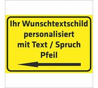 INDIGOS UG Panneau à personnaliser soi-même avec flèche - Plaque composite en aluminium - 8 tailles - Avec texte - Pour garage, hôtel, parking, école, abri de voiture, entreprise - Personnalisable